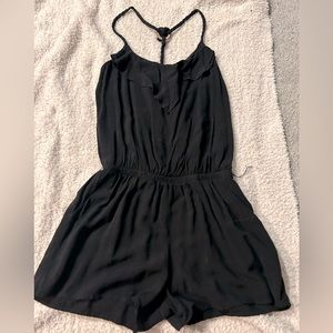 women’s black romper, cross cross back, size small